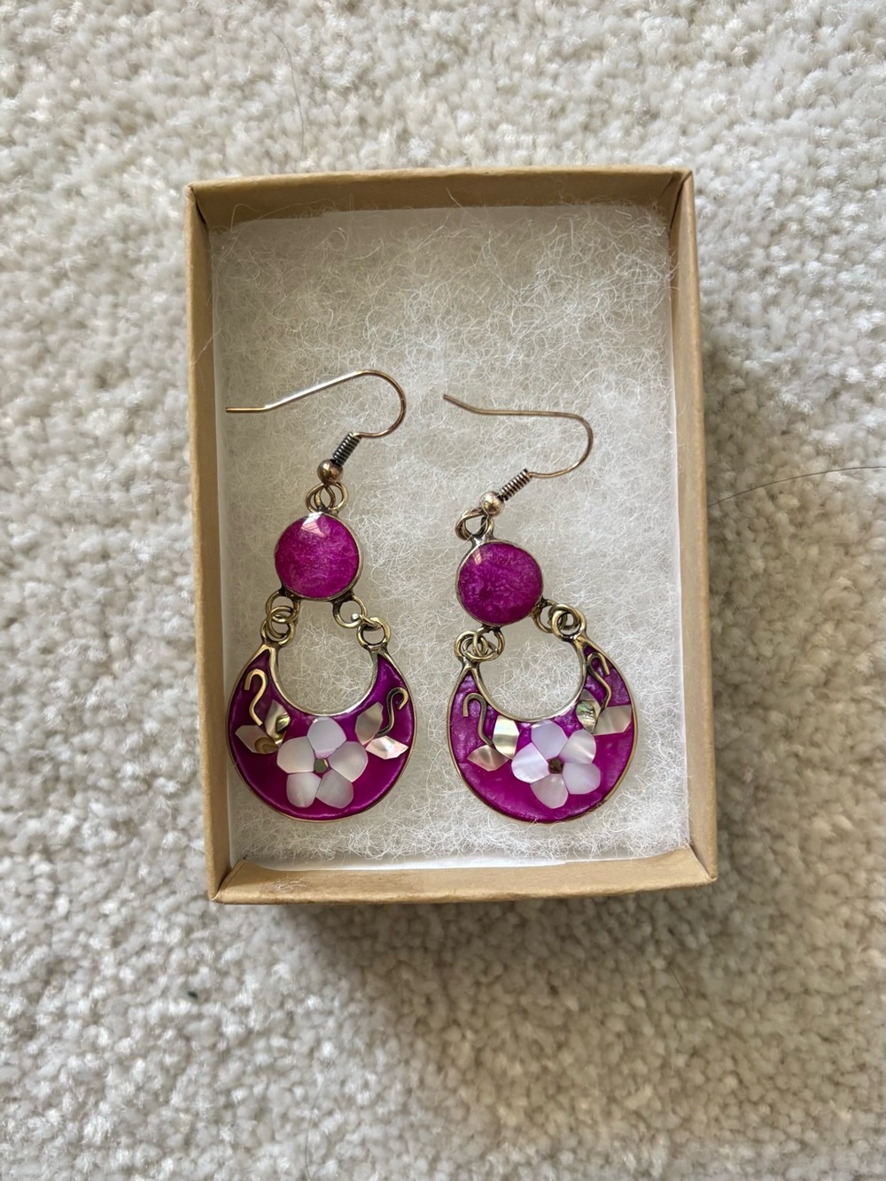 Pink Floral Drop Earrings